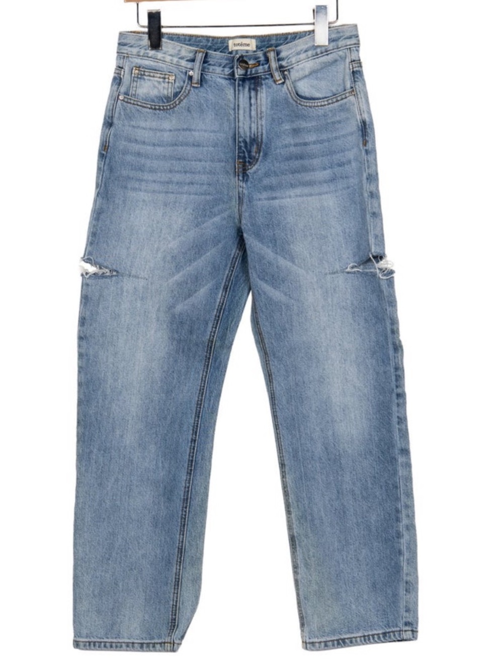 Toteme womans Light Blue Distressed hip straight leg jeans size 28